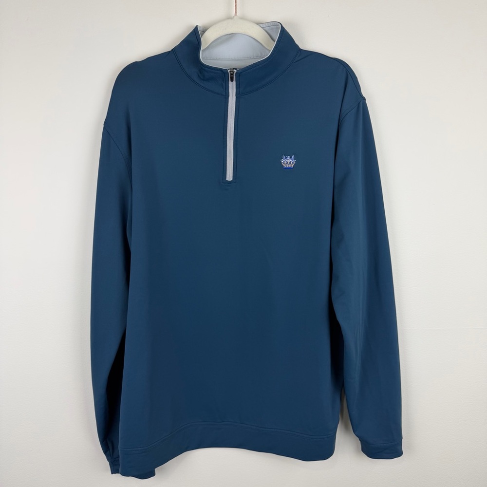 Peter Millar Blue Quarter Zip Wicking Pullover Somerset Hills CC XL
